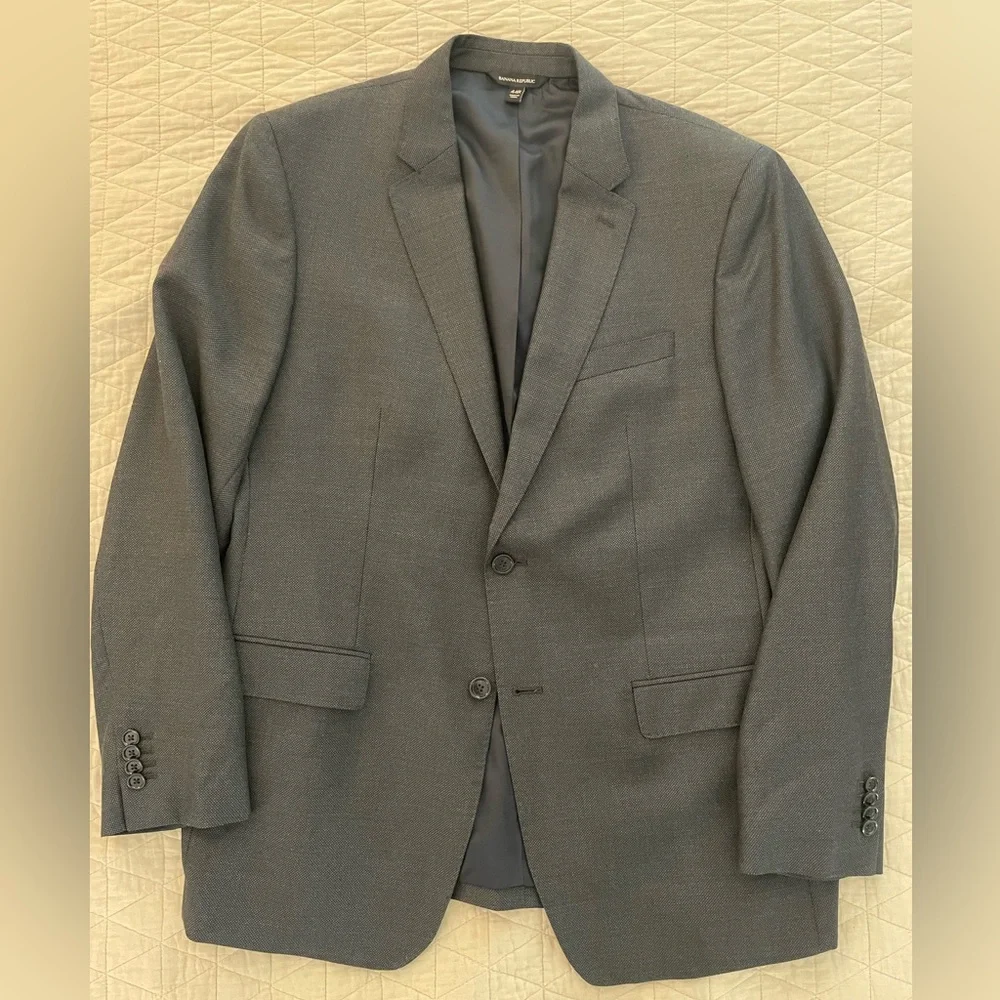 BANANA REPUBLIC Wool Nailhead Slim Fit Jacket in Gray/Navy Size 44 R‎ $400